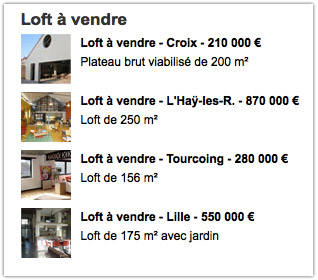 annonce en page d'accueil