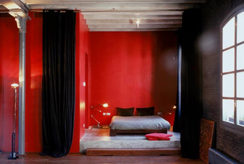 Chambre d'un loft à Barcelone 