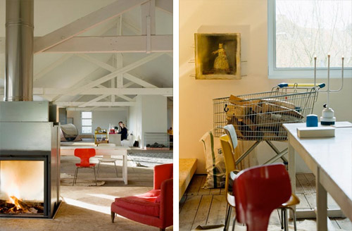 le caddie avec les buches dans le loft