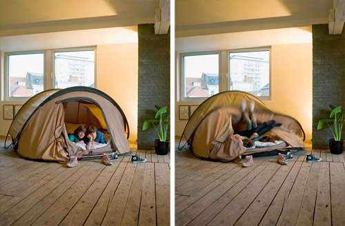 la tente de camping dans le loft
