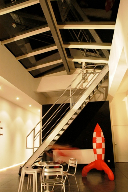 escalier esprit industriel loft gris