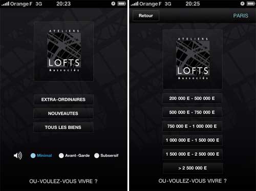 application iphone immobilier loft