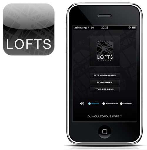 Lofts, l'application iPhone de l'agence Ateliers Lofts & Associés