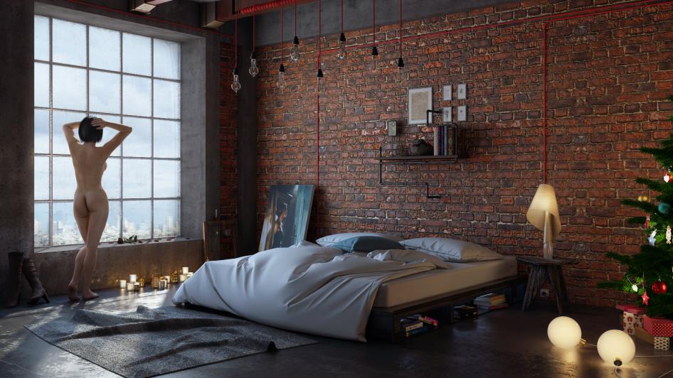 35 lofts industriels créés avec un logiciel de rendu 3d Brique cheminée inspiration