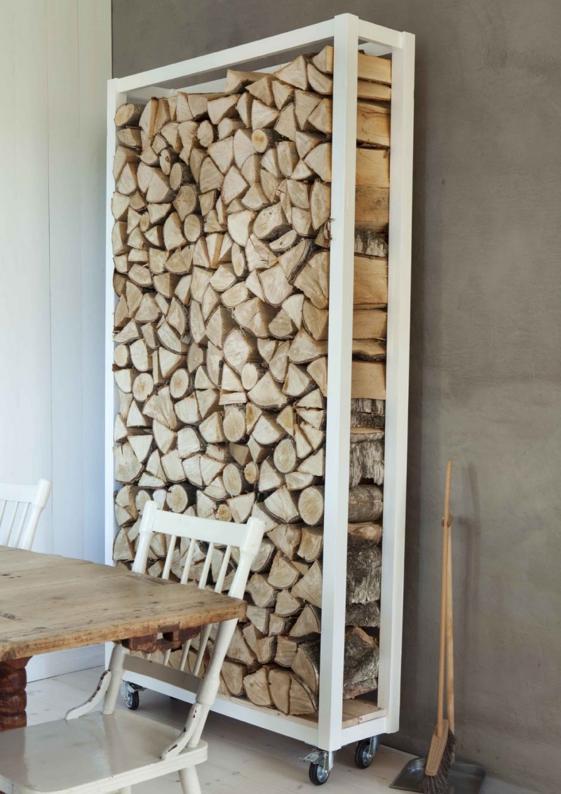 Panier à bûches sur roues - Rangements pour le bois