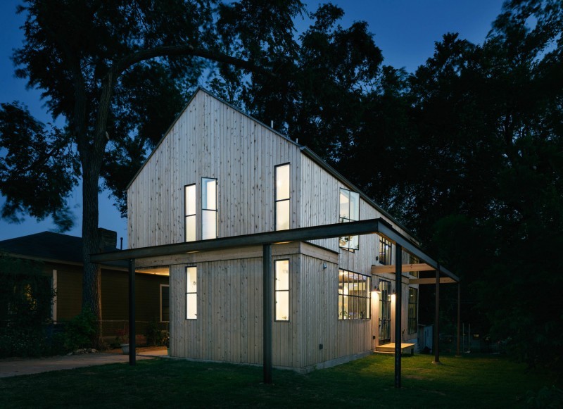 Maison esprit loft avec bardage en bois