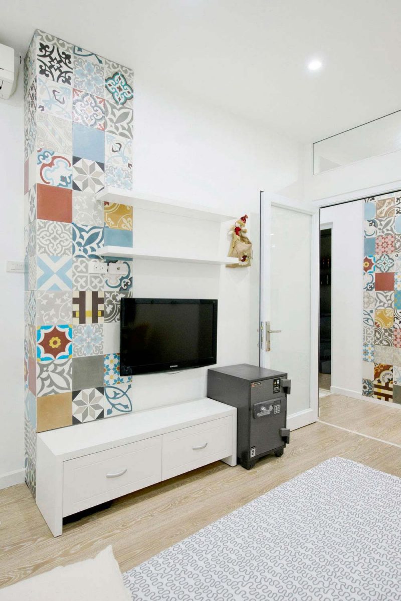Chambre avec déco carreaux de ciment