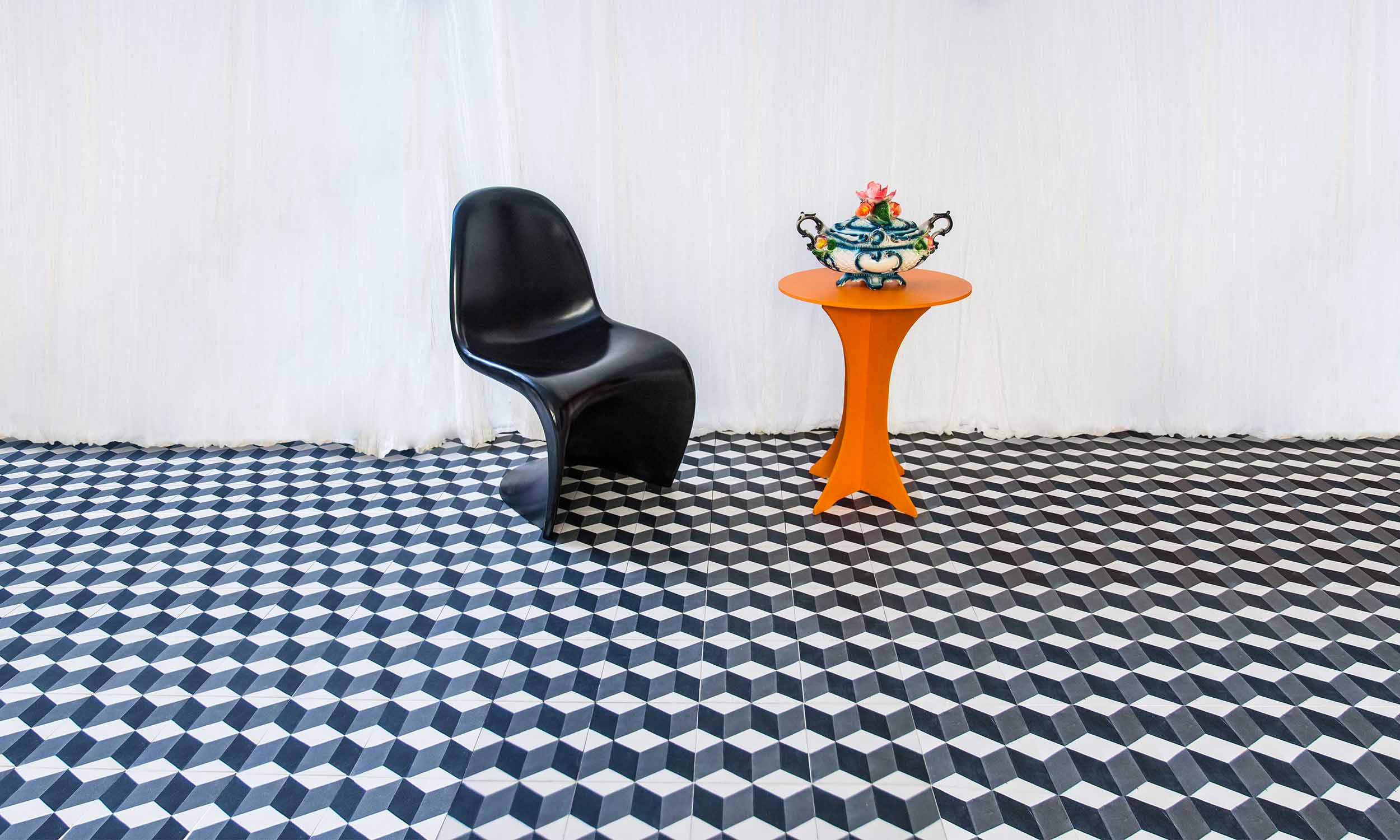 Carreau de ciment effet cubes 3D