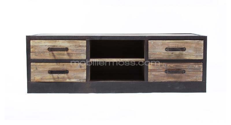 Meuble TV en bois et métal style industriel
