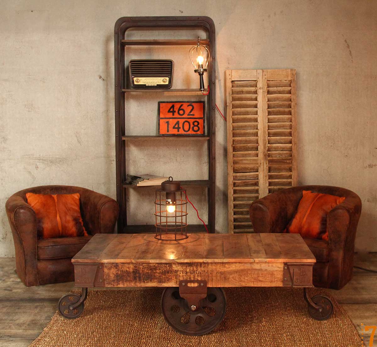 Table basse esprit industriel