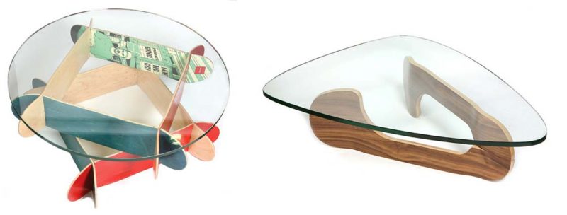 Table basse design skateboard