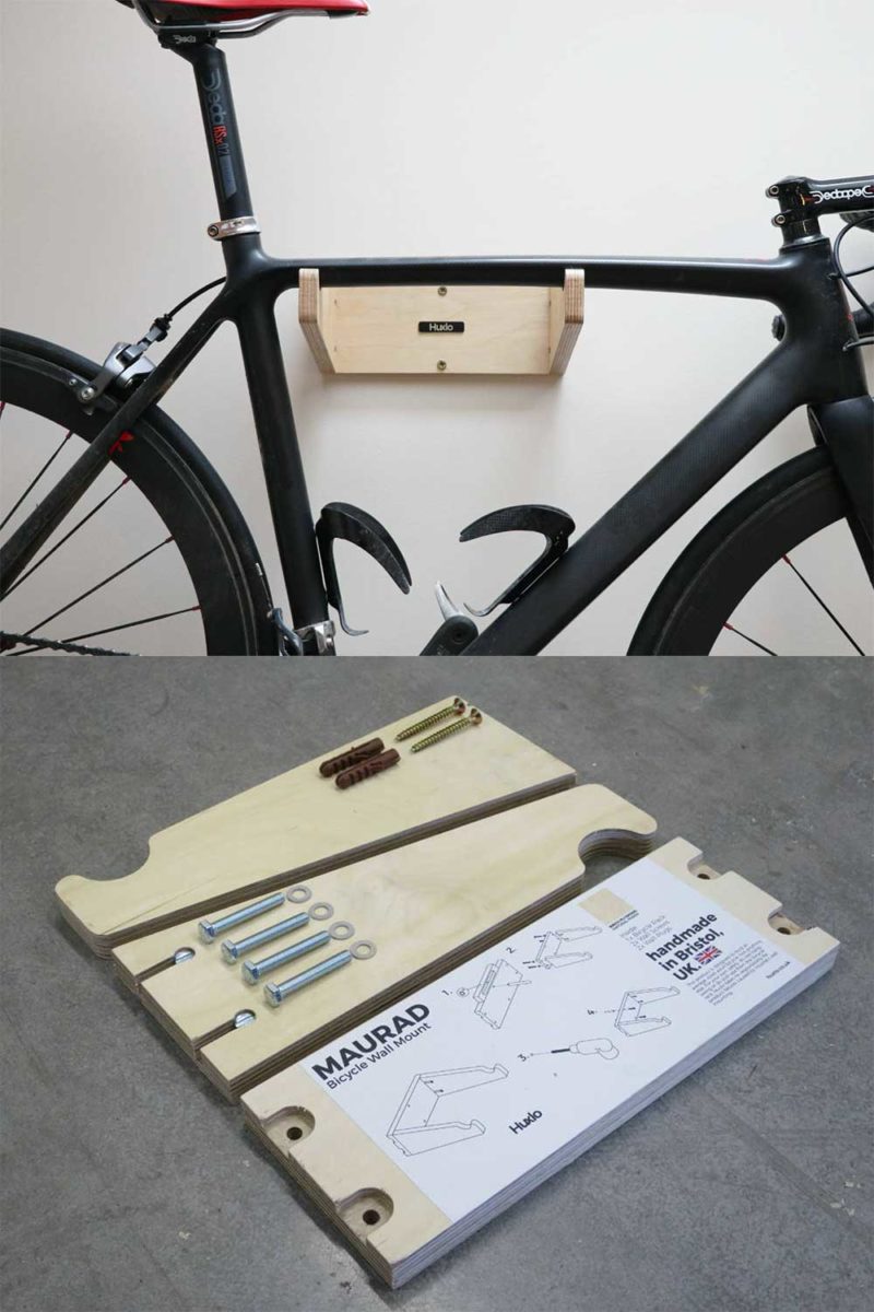 Accroche vélo mural design en contreplaqué