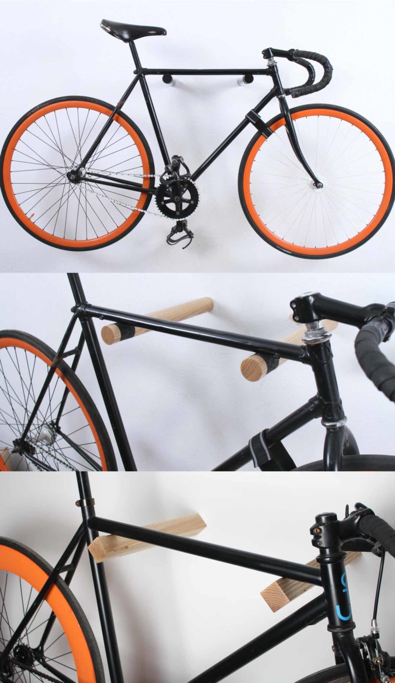 Porte vélo mural minimaliste tiges de bois