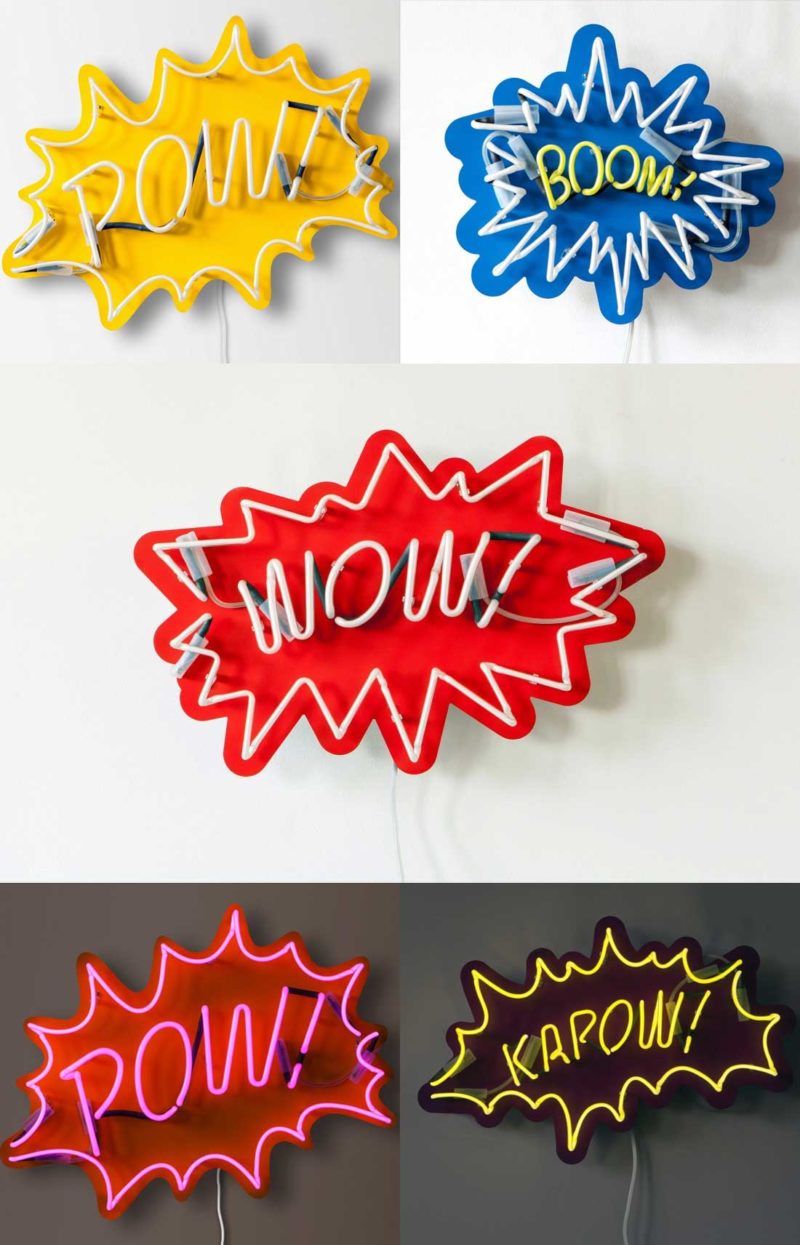 Néon déco onomatopée en couleur