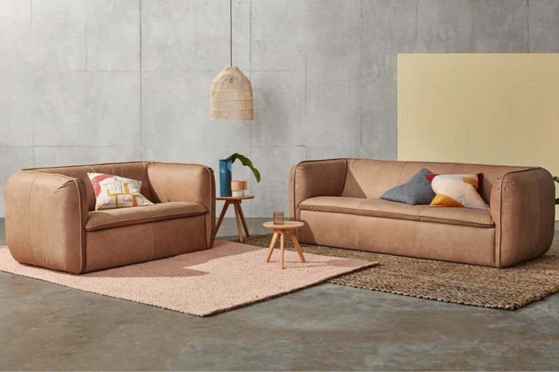 Canapé en cuir marron design