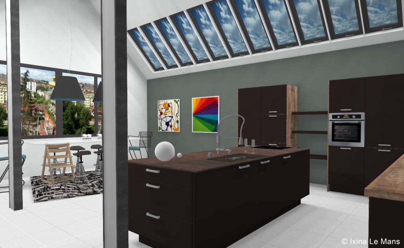Cuisine Ixina en 3D dans un loft