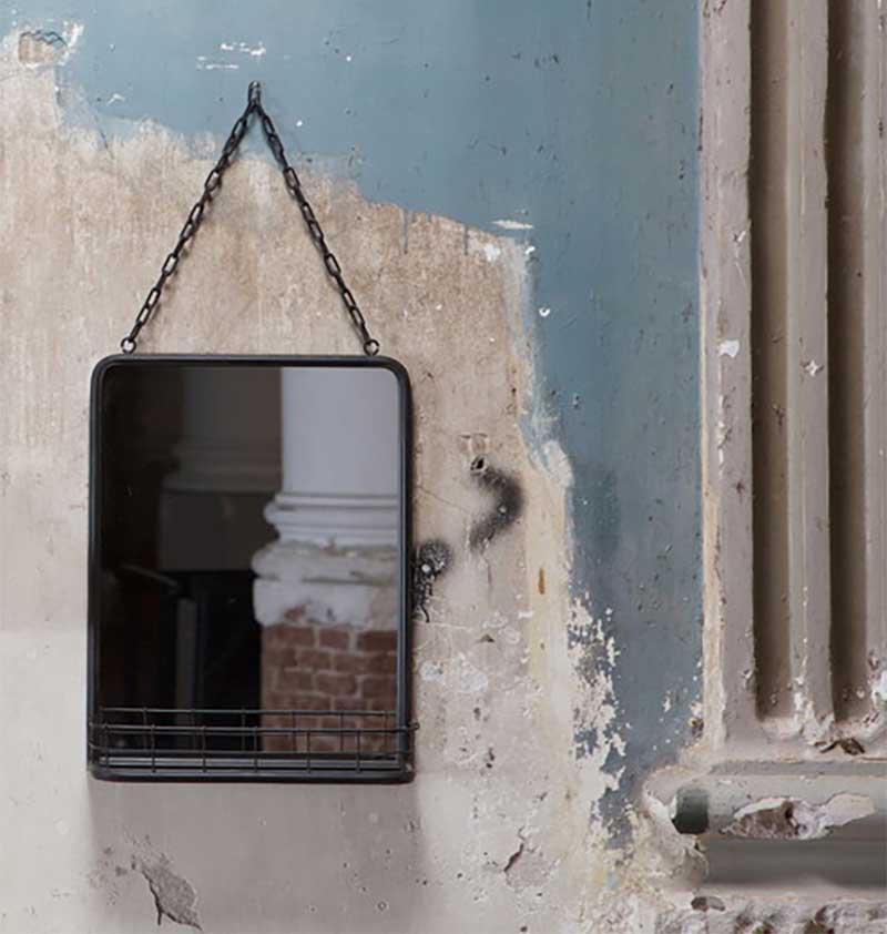 Miroir avec étagère en métal pour salle de bains