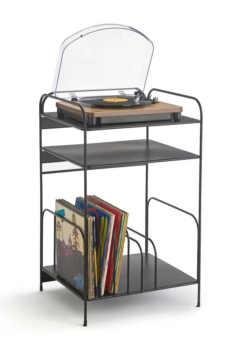 FURNIBELLA - Support pour tourne-disque, meuble de rangement pour