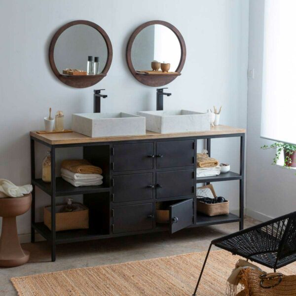 Meuble Étagère sous Vasque Style Industriel
