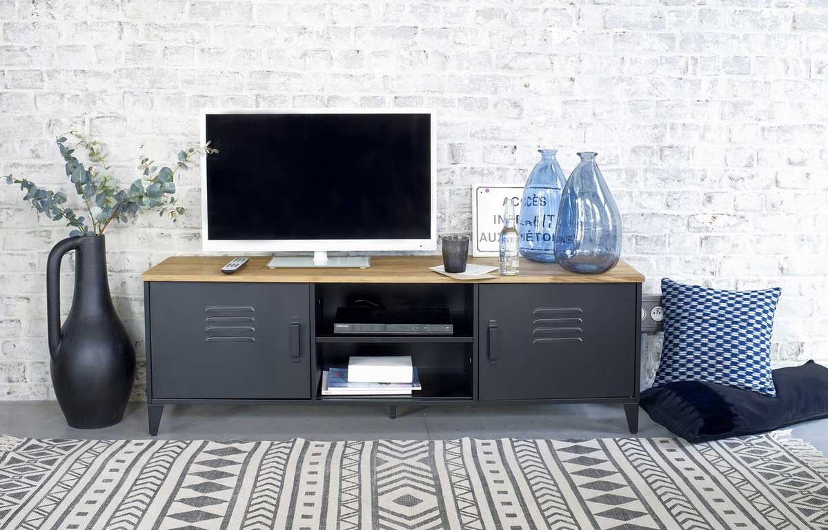 Meuble TV industriel 22 modèles pour la déco du salon