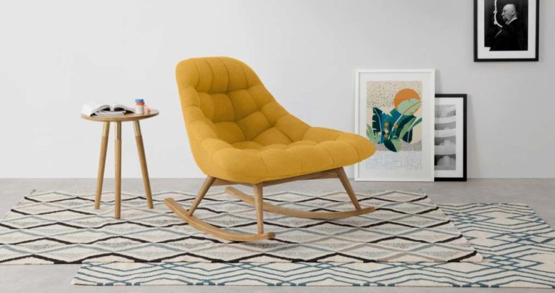 Rocking chair design jaune