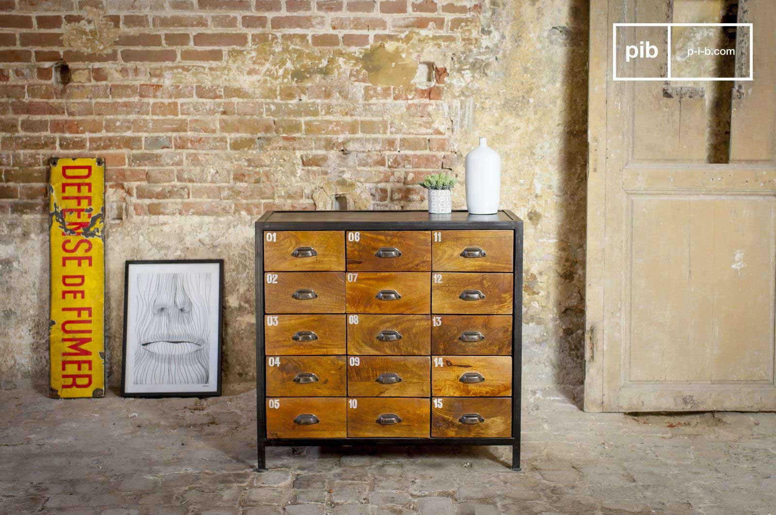 Commode Haute Industrielle 5 Tiroirs – Loft, Bois Et Métal, Marron, 150 Cm