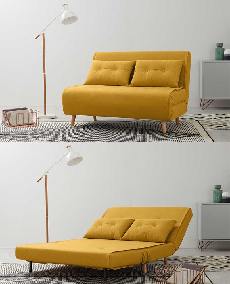 Canapé lit jaune au design moderne
