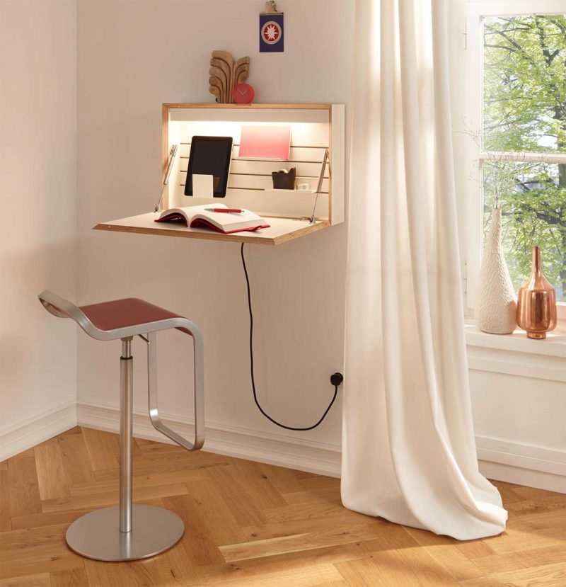 Bureau mural rabattable : 20 meubles pliables astucieux