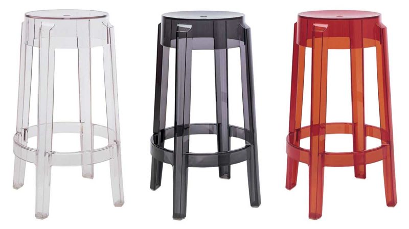 Tabouret de bar empilable en plastique transparent
