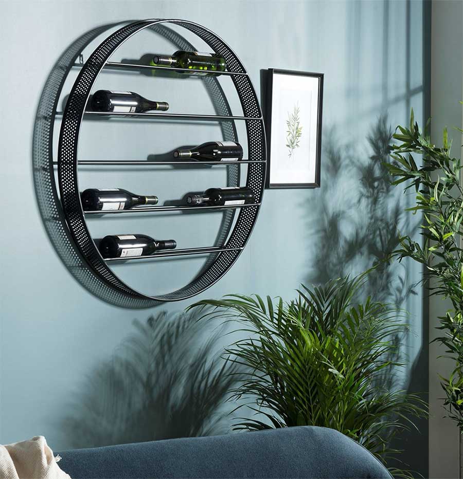 Porte-bouteille Décoratif Ancien En Acier Chromé Pour Bar Ou Meuble - Occasion