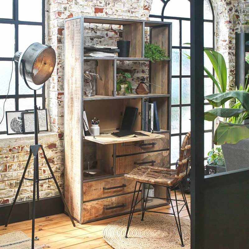 Bibliothèque avec bureau rabattable