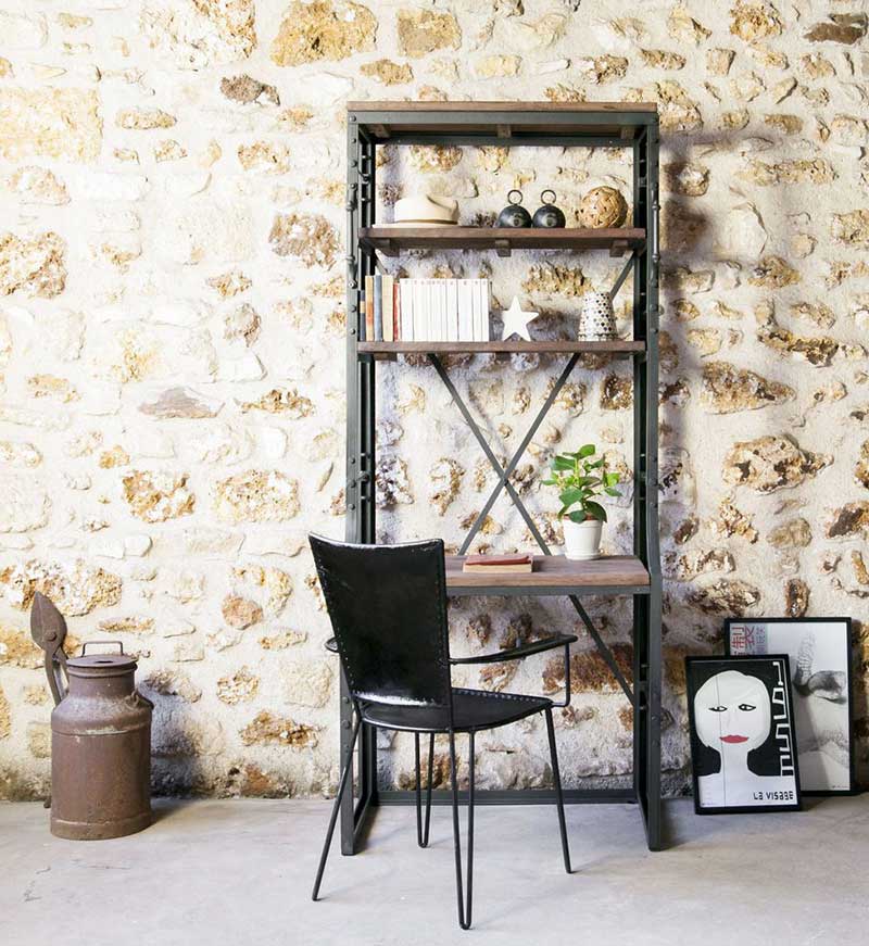 Bureau bibliothèque industriel de style inudstriel
