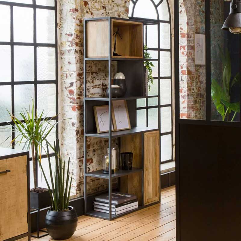 Bibliotheque Industrielle 30 Etageres En Metal Et Bois