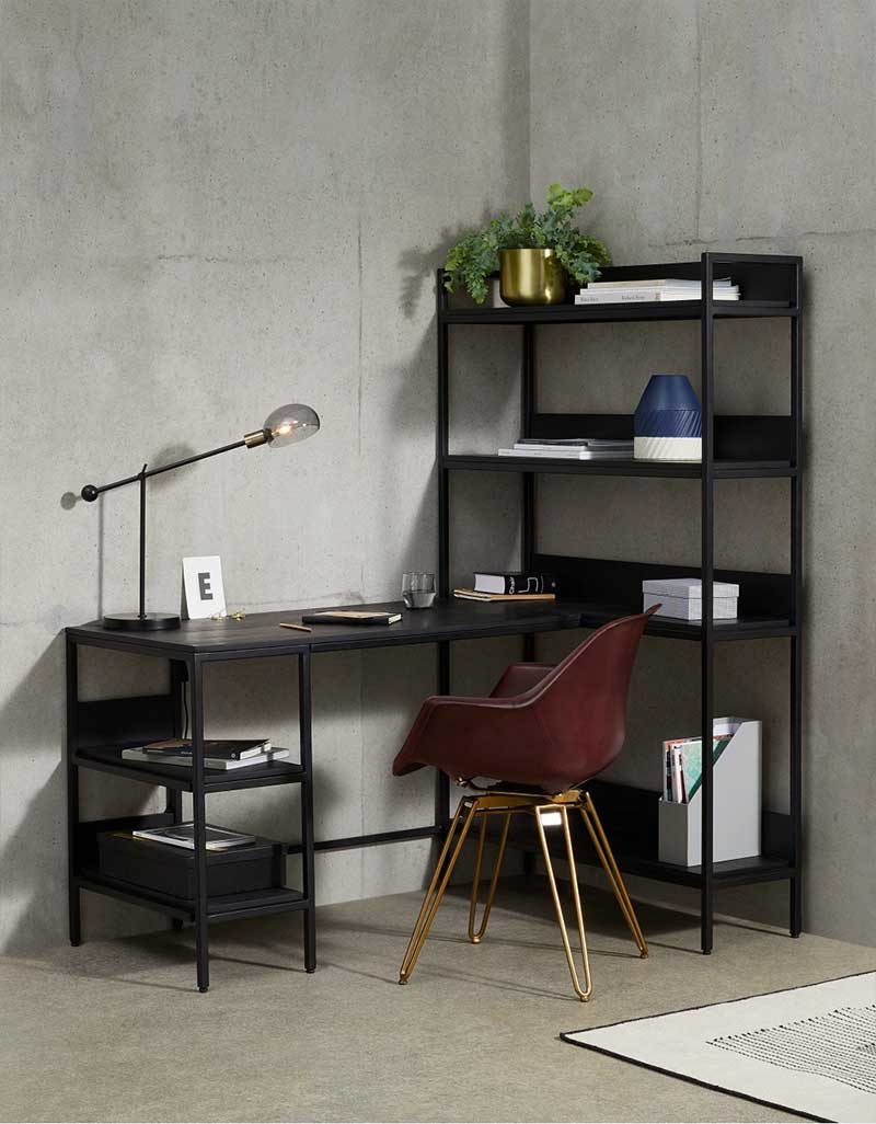 B2B meuble bibliotheque de bureau noir modulable (marron, effet  neutre,blanc) 