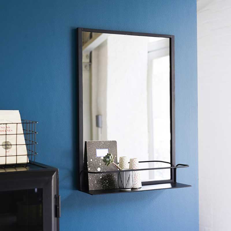 Petit miroir industriel avec étagère