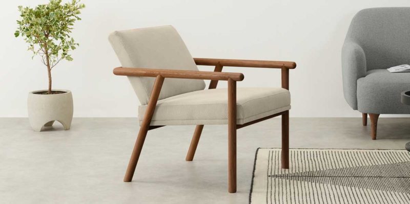 Repose-pied en bois au design scandinave pour fauteuil canapé de salon Sylt