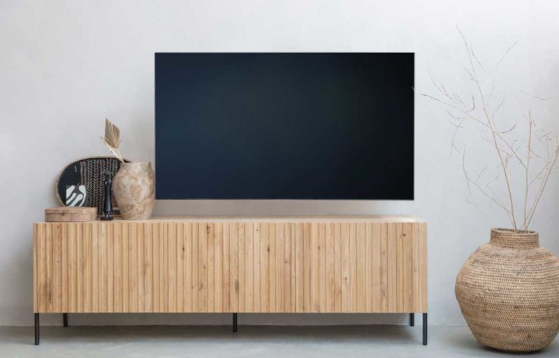 Meuble TV scandinave bois avec pieds noirs