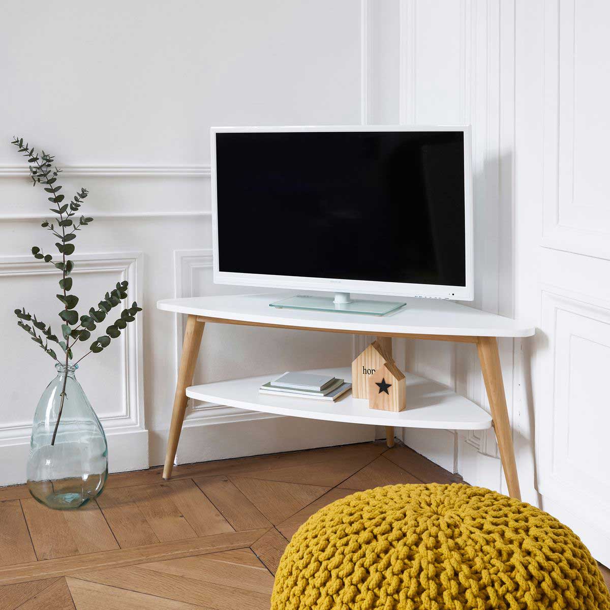 Meuble TV Design Avec 2 Compartiments Ouverts Et 2 Portes - Dimensions 120x40x45 Cm, Couleur Beige, Acier Et MDF