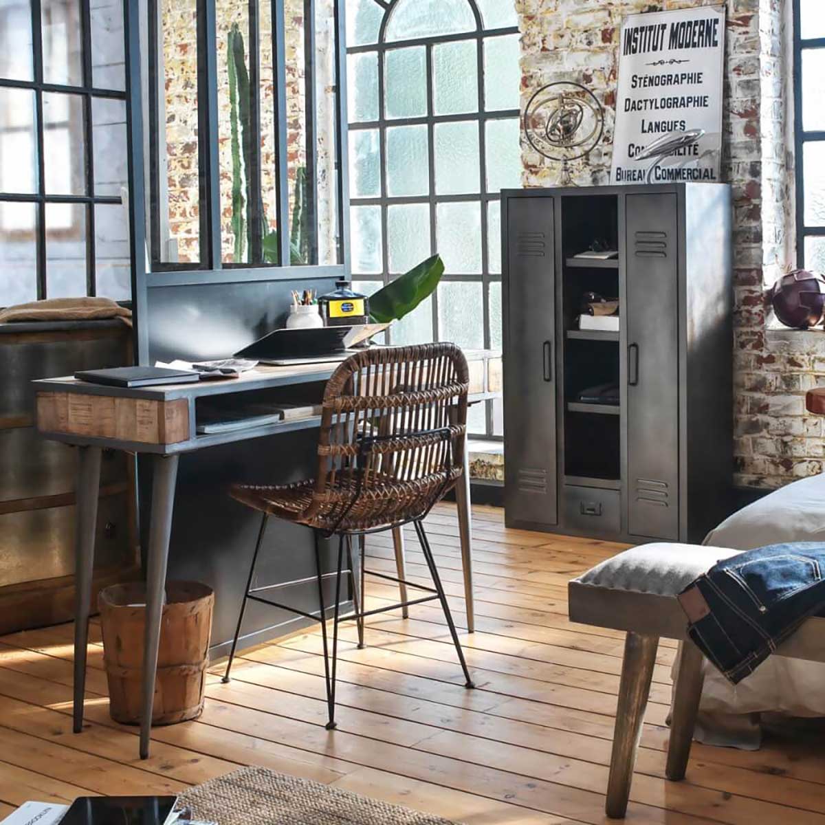 Armoire industrielle 19 meubles style vestiaire d'usine