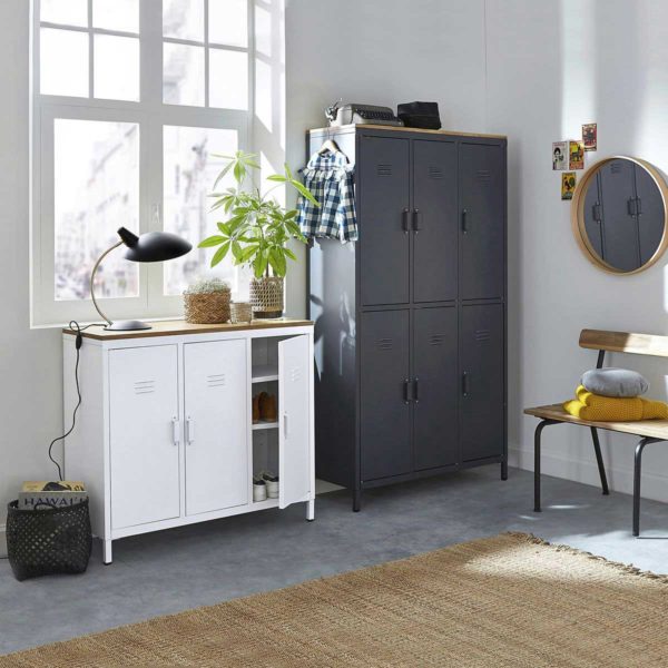 Armoire industrielle 19 meubles style vestiaire d'usine