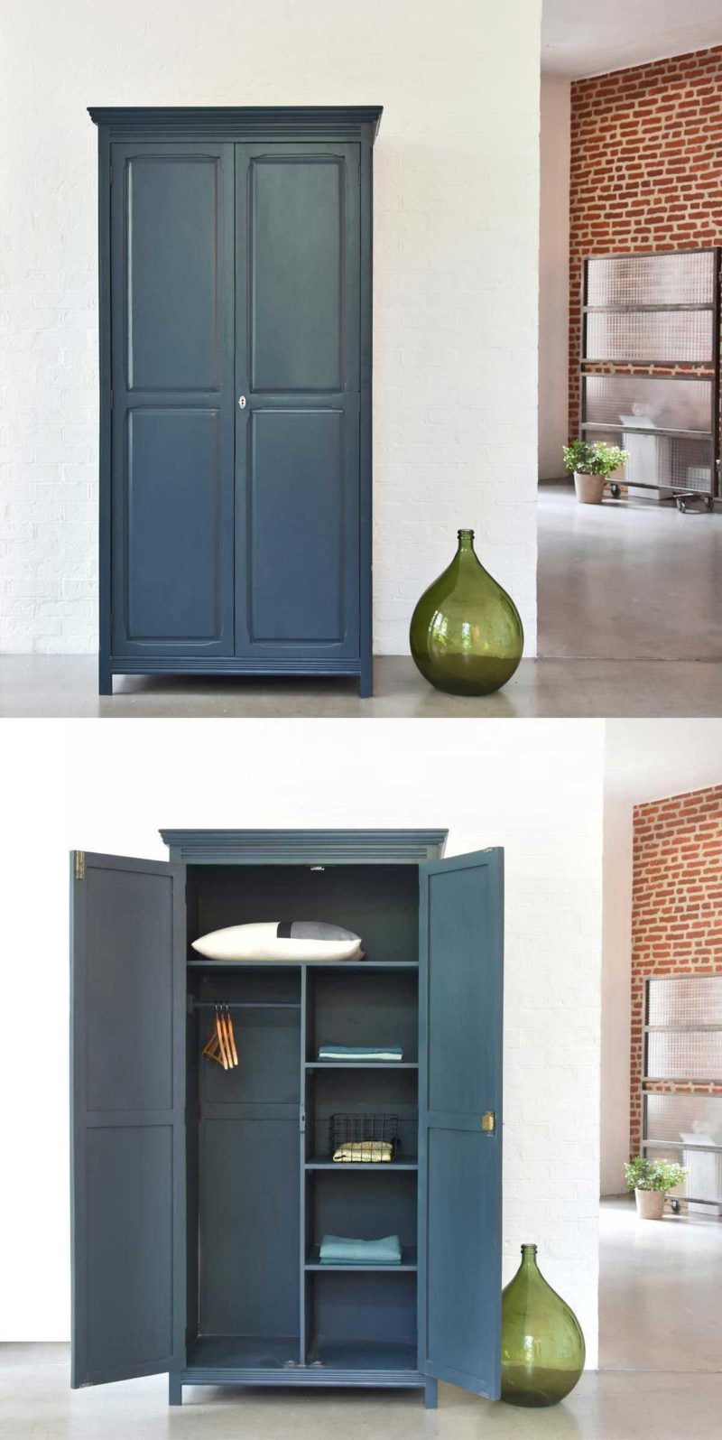 Armoire design pas cher en verre avec tiroirs et penderie