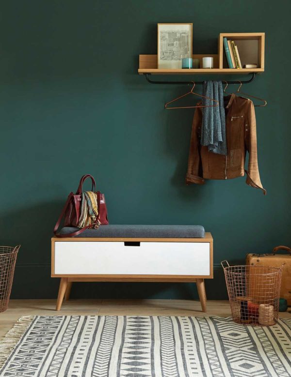 Alba Porte Manteau Design FESTY2-5 – 5 Patères + Porte Parapluie 6 Places – Base Lestée 5kg – Noir/ Vert Anis – Création Française