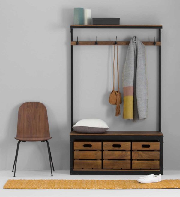 Meuble d'entrée industriel 20 vestiaires en métal et bois