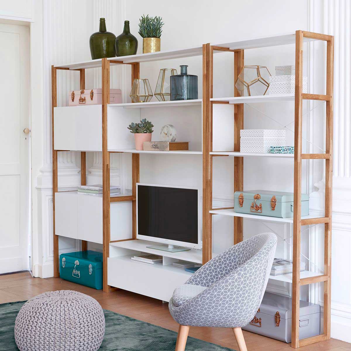 Bibliothèque en bois, étagère de rangement pour livres, dvds