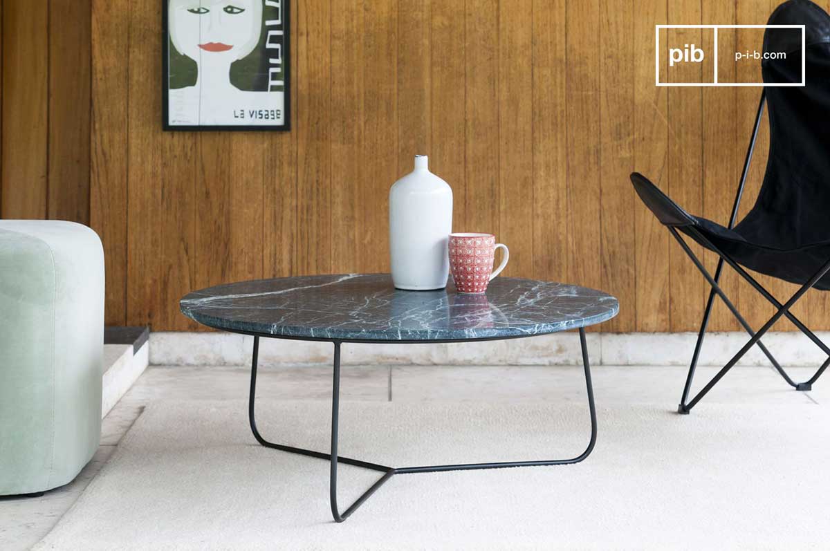 Table basse ronde en marbre noir | TALKA