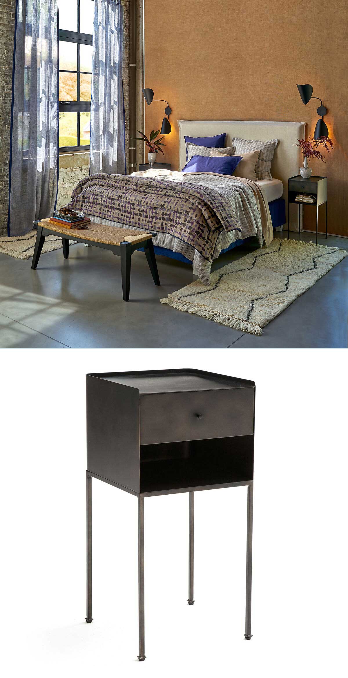 Table de chevet industrielle 21 meubles en métal ou bois