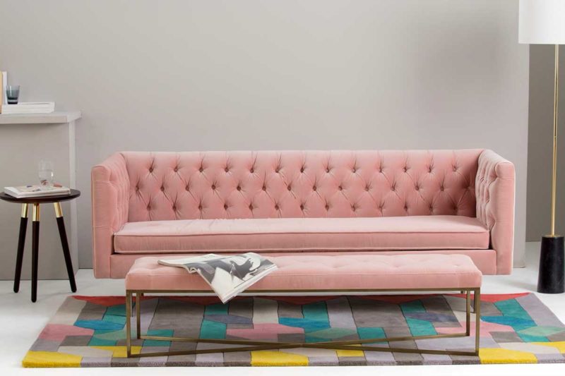 Canapé Chesterfield rose