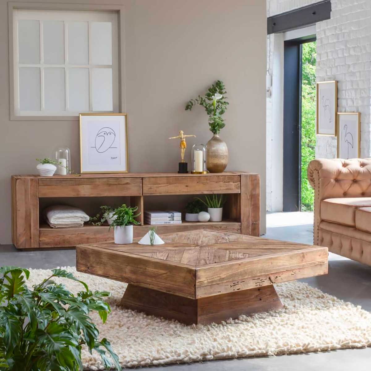 Table basse bois massif 18 idées déco pour le salon
