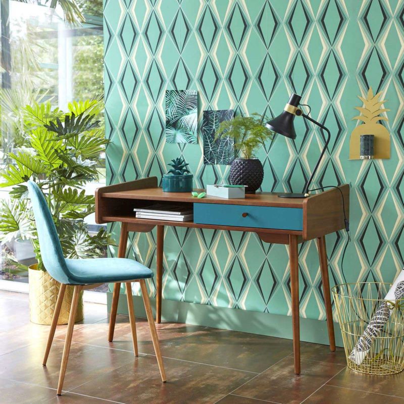Bureau esprit vintage en bois foncé