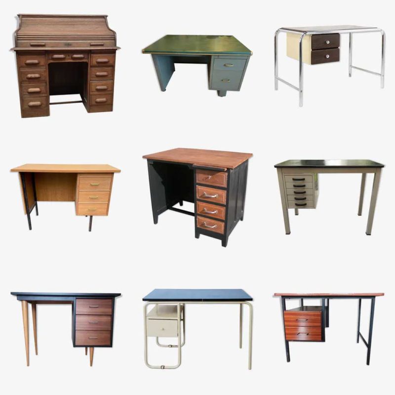 Bureau vintage ancien chez les antiquaires